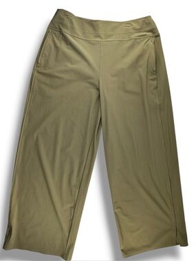 Athleta Women’s 16 Green Brooklyn Wide Leg Flat Waist Zip Pocket Pant EUC